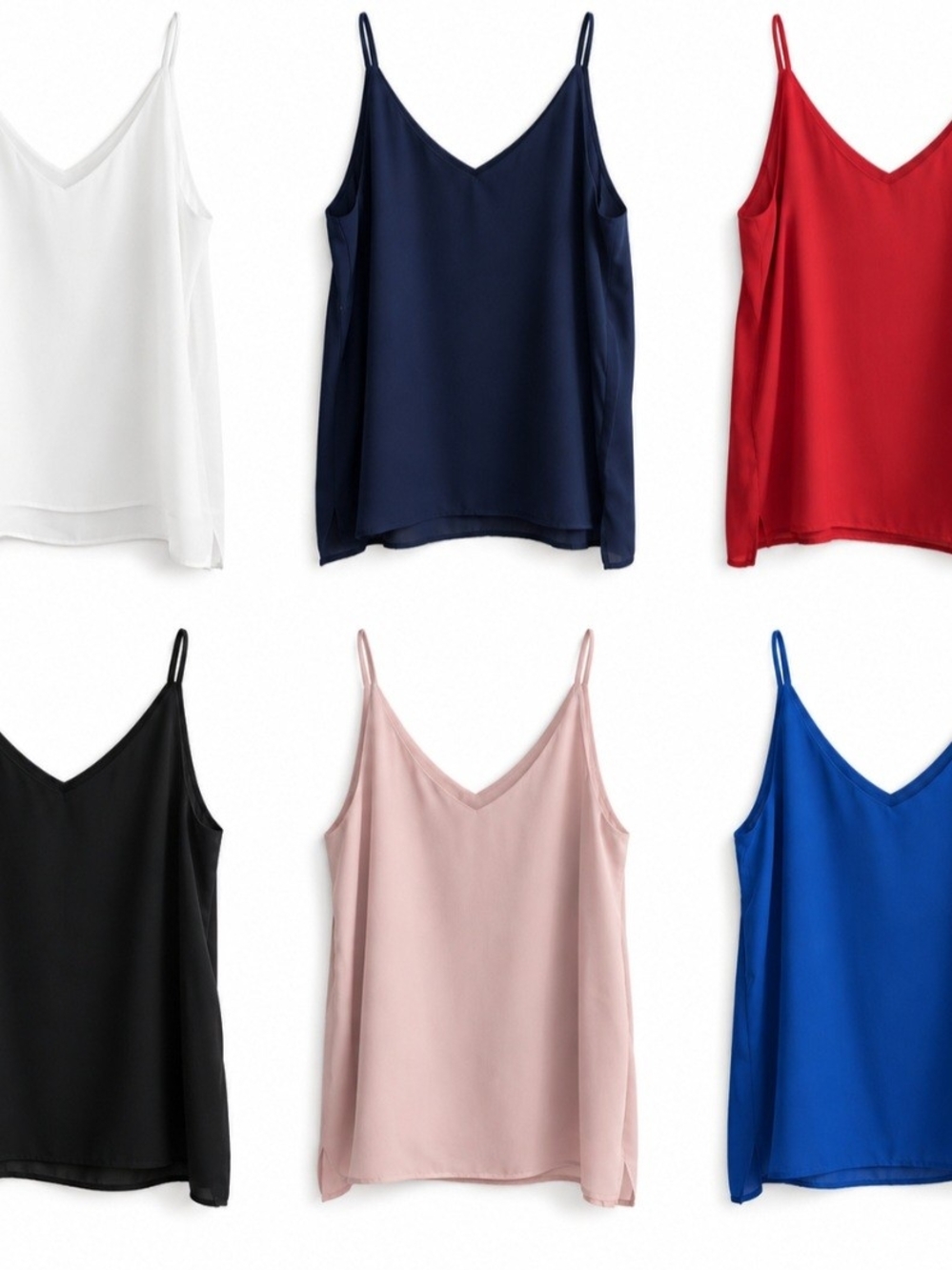 Shinestar 6-Piece V-Neck Woven Cami Tank Top Bundle Size Large